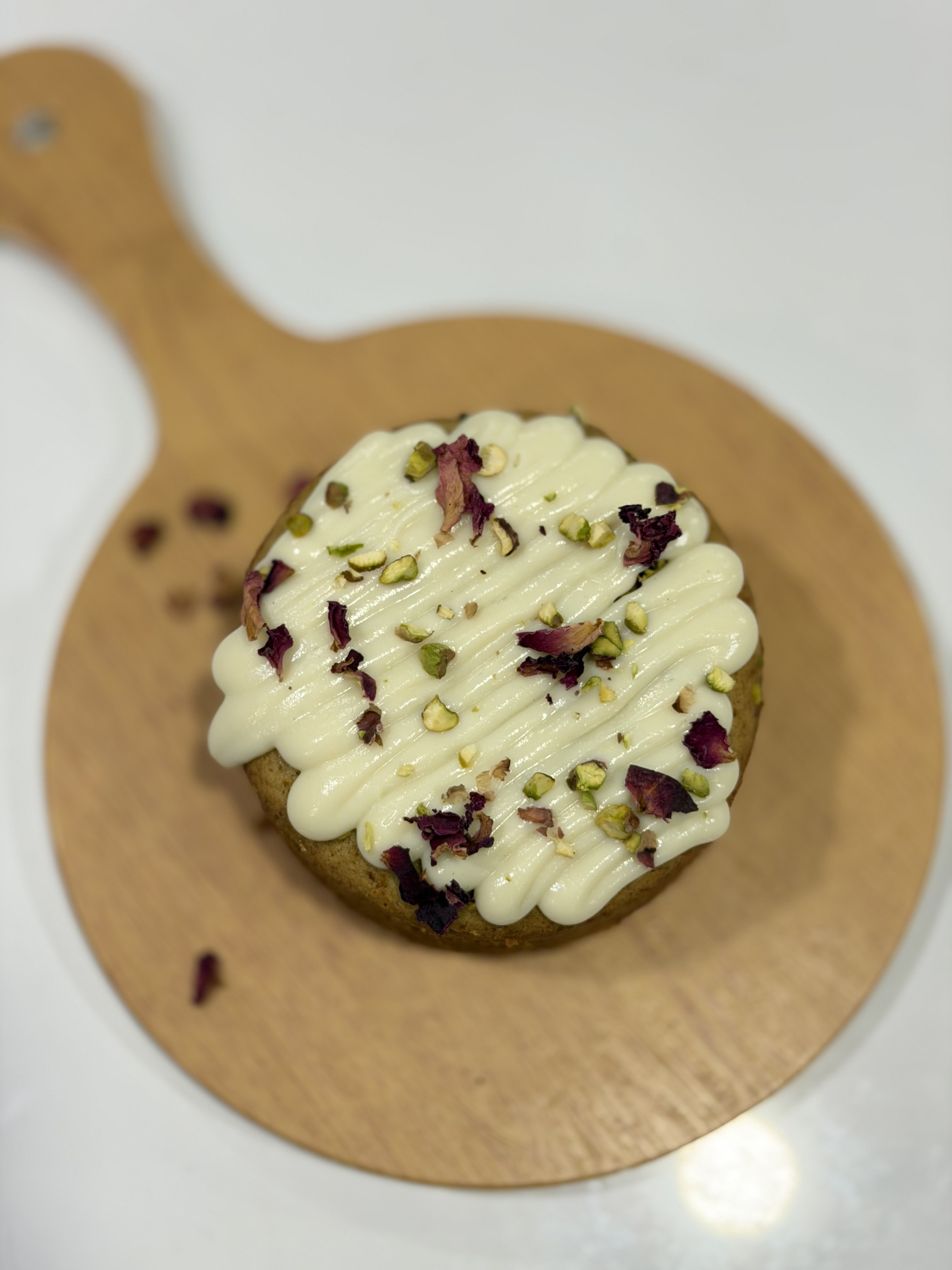 ROSE PISTACHIO TEA TIME CAKE WITH FROSTING